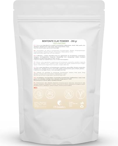 Bentonite clay powder - 200 gr - DIY Face Masks, Body Mask, Hair Mask, Soft Peels and Scrubs, Soap Making, Anti-Ageing & Skin firming, Natural And Chemical Free