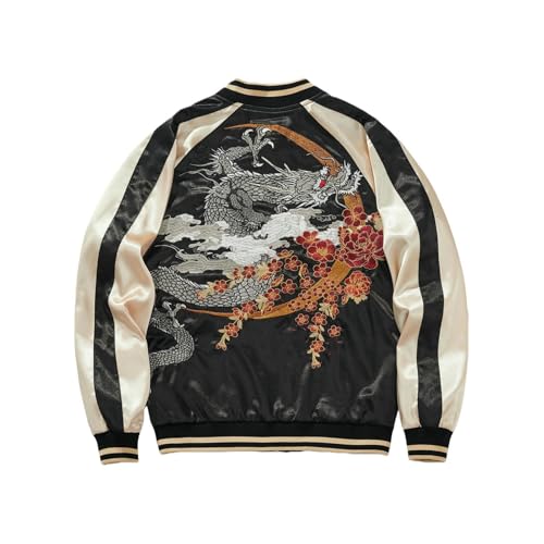 Veste de baseball homme streetwear avec broderie traditionnelle chinoise