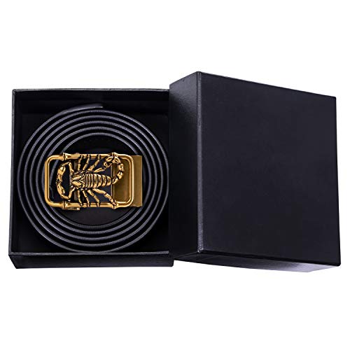 Dubulle Designer Mens Belts, Sliding Automatic Buckle Ratchet Dress Belt TOP Genuine Leather Strap Gifts