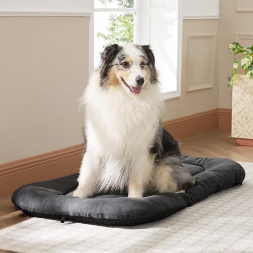 BEDSURE waschbar Hundekissen für Grosse Hunde - dünne Hundebette Grosse Hunde, Weiche und Bequeme Hundematte mit Rutschfester Unterseite- 120x74 cm, Dunkelgrau