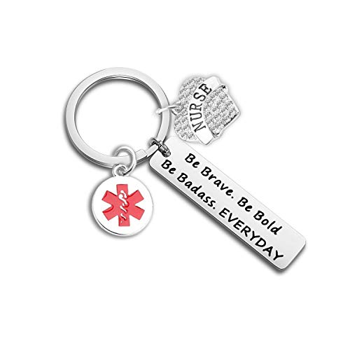 SEIRAA EMT Keychain Medical Technician Jewelry EMT Graduation Gift Paramedic Wife Keychain Inspirational