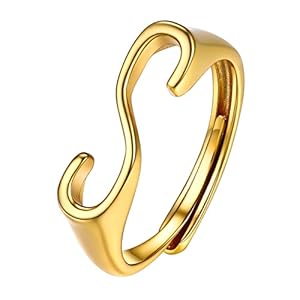PROSILVER 925 Sterling Silver Trendy Initial Ring for Women, Minimalist A-Z Ring Personalized Name Jewelry Silver/Gold/Black Tone, Adjustable, Come with Box