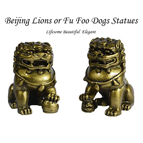 Estatua de Leones Guardianes Feng Shui en Resina Bronce miniatura 3