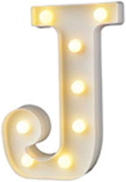 ewrTM LED Lighting Romantic 3D 26 Alphabets 0-9 Numbers LED Marquee Sign Wall Hanging Night Light - J