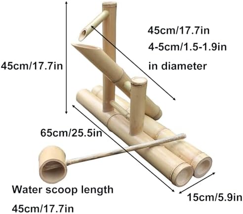 Bamboo Water Fountain with Adjustable Pump - Outdoor Garden Decor, DIY Rockery Feature for Yard, Backyard, Lawn & Patio, Tranquil Water Garden Enhancer