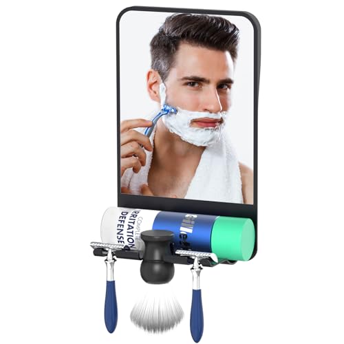 Cosmirror SHOWER MIRROR 409 Mirror Fogless For Shaving With Multiple Razor Holders, No-Drilling Adjustable Fogless Mirror For Shower, Bathroom Anti-Fog Shaving Mirror Shatterproof & Waterproof cover