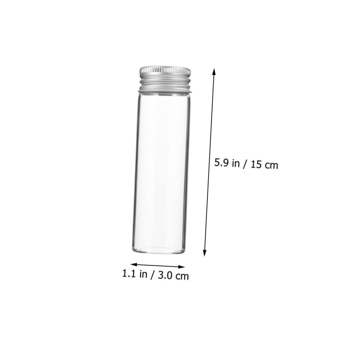 HOLIDYOYO 10pcs Glass Bottle Test Tube Vials Travel Accessories Tube Test Tubes Cosmetics Bottles Essential Oil Bottles Candy Storage Tubes Candy Jar Tea Storage Bottle Silver Aluminum
