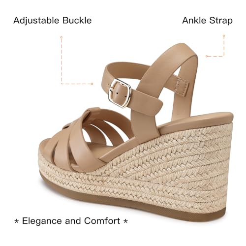 Image of TEMOFON Wedge Sandals for Women Dressy: Platform Wedge Espadrilles Sandals - Comfortable Summer Casual Open Toe Strappy Shoes Size 5-11