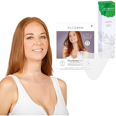 SilcSkin Chest Care Bundle - Decollette Pad and Skin Cleanser, Reusable Medical-Grade Chest Wrinkle Pads for Fine Lines, Crepey Skin, and Puffiness Cover