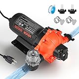 VEVOR Water Pressure Pump, 110V AC 5 GPM, 5-Chamber On Demand Electric Diaphragm Water Transfer Pump, 60 PSI Max Pressure, Automatic Pressure Switch, for Home Kitchen Garden Irrigation Car Washing