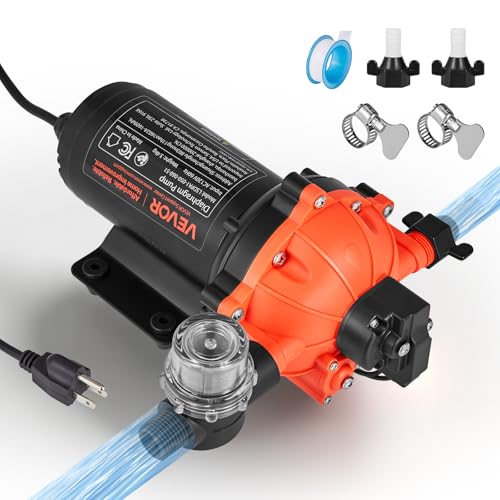 VEVOR Water Pressure Pump, 110V AC 5 GPM, 5-Chamber On Demand Electric Diaphragm Water Transfer Pump, 60 PSI Max Pressure, Automatic Pressure Switch, for Home Kitchen Garden Irrigation Car Washing by VEVOR - Used condition - US$66.24