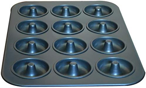 Twscvc Donut Baking Pans, Nonstick 12 Cavity Doughnut Pan, Carbon Steel Donut Mold and Mini Bagel Pan for Baking -Gray