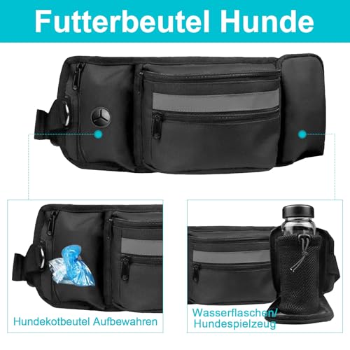 Polegas Leckerlitasche für Hunde,Futterbeutel Hundetraining,Verstellbarem Bund, Bauchtasche für Hund Zubehör mit Kotbeutelspender,Flaschenhalter, Reflektor,für Gassi, Training und Outdoor
