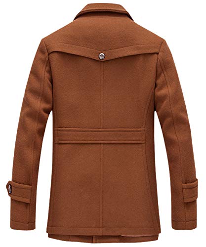 Image of chouyatou Men's Gentle Layered Collar Single Breasted Quilted Lined Wool Blend Pea Coats