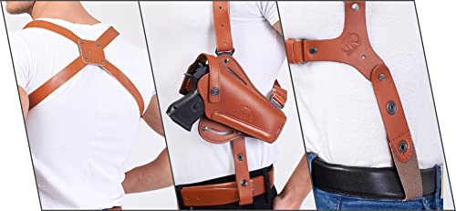 Koltster Alis445 Leather Vertical-Horizontal Shoulder & Belt Holster Rh Fits 9Mm .40 .45 Caliber Semi-Autos With 4" Barrel Length (Brown) #TOP4