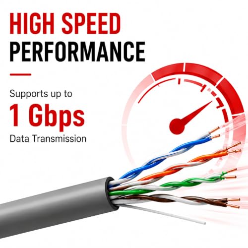Image of HIKVISION CAT6 Ethernet Cable 305m | 23AWG | SOLID BARE PURE COPPER 99.95% | Diameter : 0.55mm | 250MHz | High Speed Network Cable for CCTV Cameras, Routers, PoE Switches, Offices | DS-1LN6U-G