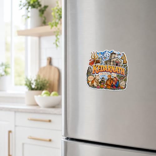 Image of Zesta Wooden Fridge Magnets Set | Refrigerator Decor Magnets for Kitchen | India Souvenir Fridge Magnet Collection | Wooden Magnet for Fridge Door Decoration (Kedarnath)