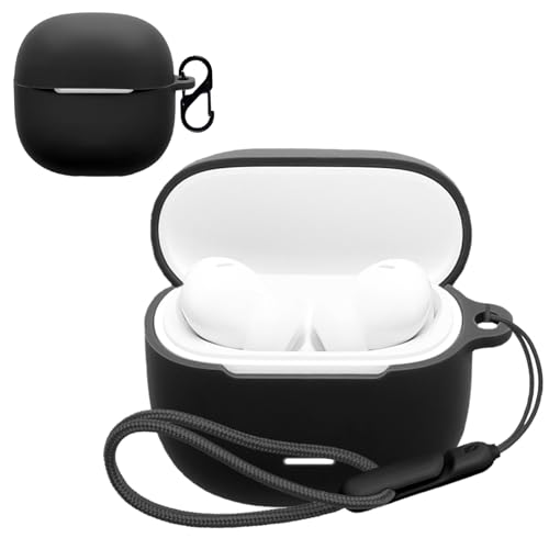 For Redmi Buds 8 Lite �p �P�[�X �J�o�[ �yNOUKAJU�z ���C�����X �C���[�z�� �V���R�� �ی�P�[�X �i�J���r�i�t��+�X�g���b�v�t�� �j �����h�~ �L�Y�h�~ �ϏՌ� �����[�d�\ �h�� �h�o (�u���b�N)