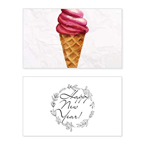 Tarjeta conmemorativa de Año Nuevo: diseño de helado en acuarela