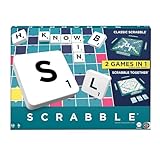 Scrabble Juego de Mesa 2 en 1, Clásico Together, Tablero Reversible para Niños de 8 Años en Adelante