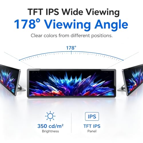 Image of 14.5 Inch 2.5K Touchscreen Bar Monitor, 2560x720 IPS Portable LCD Screen with 10-Point Touch, 60Hz Refresh Rate, 350nit Brightness, USB-C Driver Board YX-2.5K for DIY Game PC (No Shell)