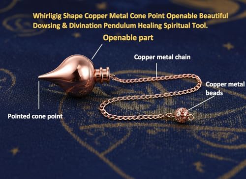 Image of Whirligig Design Openable Copper Pendulum for Reiki Healing, Dowsing & Chakra Balancing - Divination & Meditation Tool for Energy Cleansing
