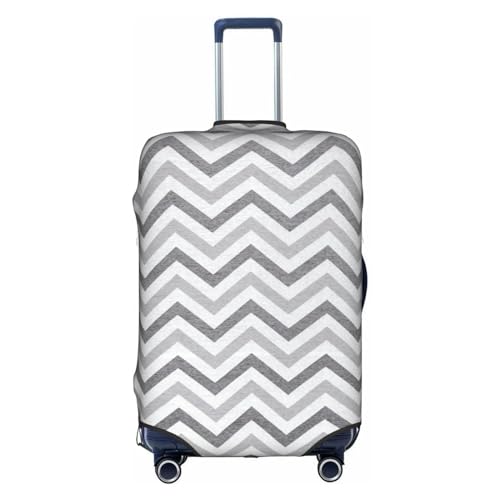 Gray Stripe print Trolley case protective cover, Fashion Suitcase Protector Fits, hidden zipper