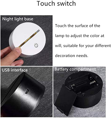 Image of 3D USB Acrylic Night Light LED Table Desk Bedroom Decor Gift Warm Table Lamp for Bedroom Living Room (Ferris Wheel)