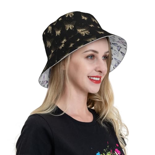 Image of Bucket Hat Double-Side-Wear Reversible Sun Hat Beach Travel Hiking for Women Men