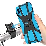 SYOSIN Bike Phone Mount, 360° Rotatable Bicycle Phone Holder with Adjustable Universal Silicone Handlebar Cradle Motorcycle Phone Mount Holder Compatible with iPhone Xs, Samsung, etc Black