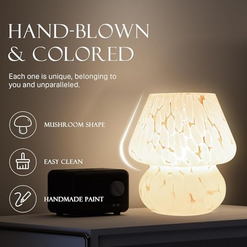 Image of Dawnwake Mushroom Lamp Table Lamp for Bedroom,Small Desk Bedside Lamps for Living Room,Mushroom Decor Cute Mini Modern Mid Century Lamps for Night Stands (Flame White)