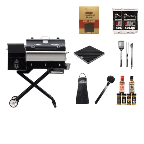 recteq Pellet Grill - Road Warrior 340 + BBQ Master Bundle, Portable Electric Pellet Smoker Grill, BBQ, Wood Pellets, Sear, Smoke, and More