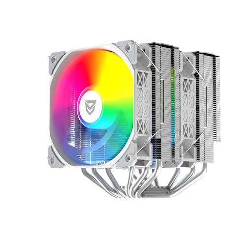 Nfortec - SCULTOR X Disipador CPU Doble Torre con 6 Heatpipes, 2x120mm A-RGB PWM, TDP 220W, Compatible LGA1700 y AM5, blanco