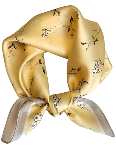 Onllh 100% Mulberry Silk Scarf for Women Hair Lightweight Square Neckerchief Wrap For Head Scarves 21 -15