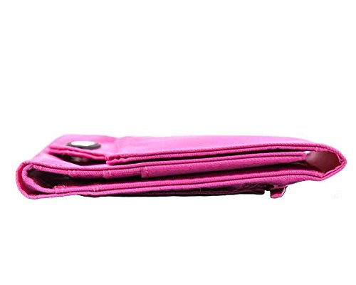Big Skinny Women's Leather Trixie Tri-Fold Wallet, Holds Up To 30 Cards, Fuchsia,Compact,Lightweight #TOP5
