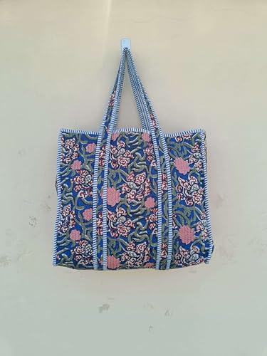 Image of Women's 100% Cotton Lightweight Shoulder Tote Bag with Interior Poeckt Casual Handbag for Women