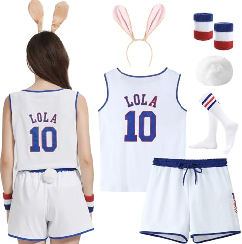 Couples Halloween Cosutme for Women Baskball Jersey Looney Tunes Outfit and Accessories,S White