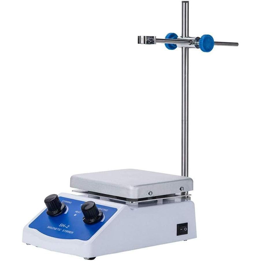 COYEUX Mezclador de Laboratorio de 180 W, con Placa calefactora de 12x12 cm, Velocidad de 0-1600 RPM, para agitar en investigaciones científicas, elaboración de Cerveza casera