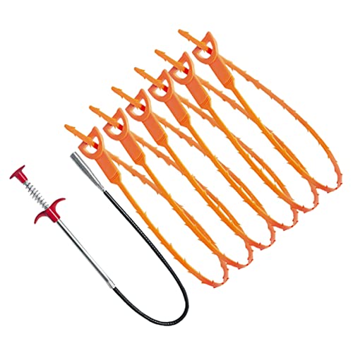 HOMSFOU 1 Juego Herramientas para Desatascar Desagües Removedores de Tapones para Lavabo y Fregadero Eficaz Limpieza de Cabello y Obstrucciones Flexible y Duradero para Baño Cocina