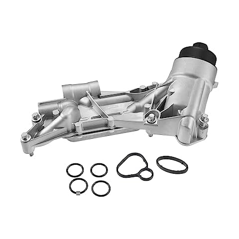 X AUTOHAUX 93186324 Engine Oil Cooler Oil Filter Housing Adapter Assembly with Gaskets for Chevy Aveo for Chevrolet Cruze Sonic Trax 1.8L for Pontiac for Saturn 25199751 1.8 Engine Oil Cooler Cover