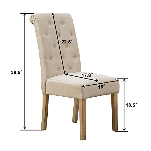 Lssbought Button-Tufted Classic Accent Dining Chairs With Solid Wood Legs, Set Of 4 (Tan) #TOP2
