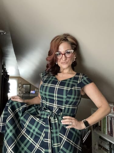 Kingfancy Women Vintage 1950s Dress Retro Cocktail Party Swing Dresses with Cap Sleeves