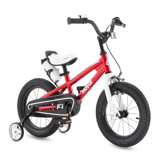 RoyalBaby Freestyle Kids Bike Boys Girls 16 Inch BMX Childrens Bicycle with Training Wheels & Kickstand for Ages 4-7 years, Red