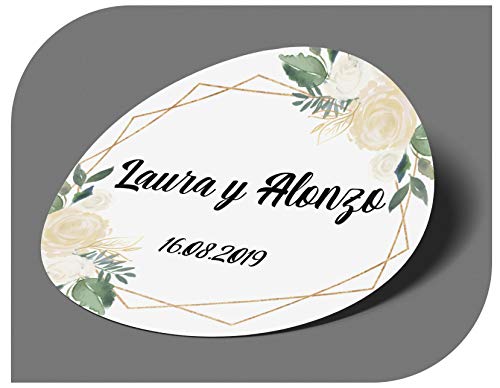 CrisPhy Personalisierbare Aufkleber für Hochzeit mit Namen und Datum, für Einladungen, Hochzeit, Taufe, Verlobung, Geburtstag, Party, Weihnachten, Vintage, Stempel (Modell 1) Cover