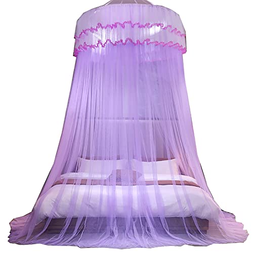 Baldaquin de lit haut de gamme violet en voile fluide pour chambre élégante 120x200
