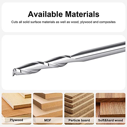 SpeTool Spiralfräser 4mm Schaft Upcut 22mm Schnittlänge Router Bit Fräser für Oberfräse 2 Flöten CNC Fräser Nutfräser VHM Schaftfräser Holzfräser Spiralnutfräser Langlochfräser Holz
