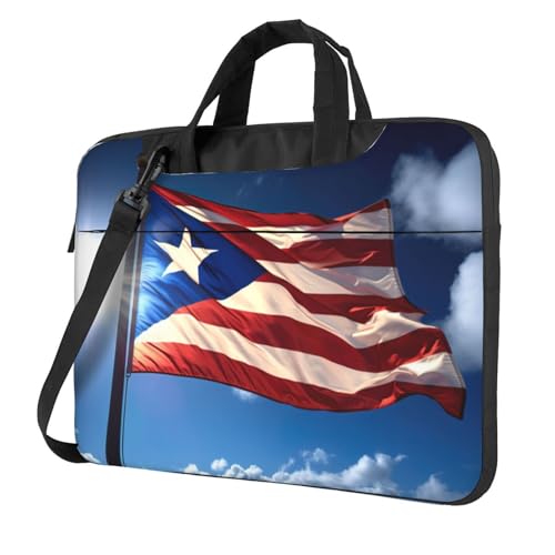 Sac à bandoulière pour ordinateur portable 13 pouces noir motif Porto Rico