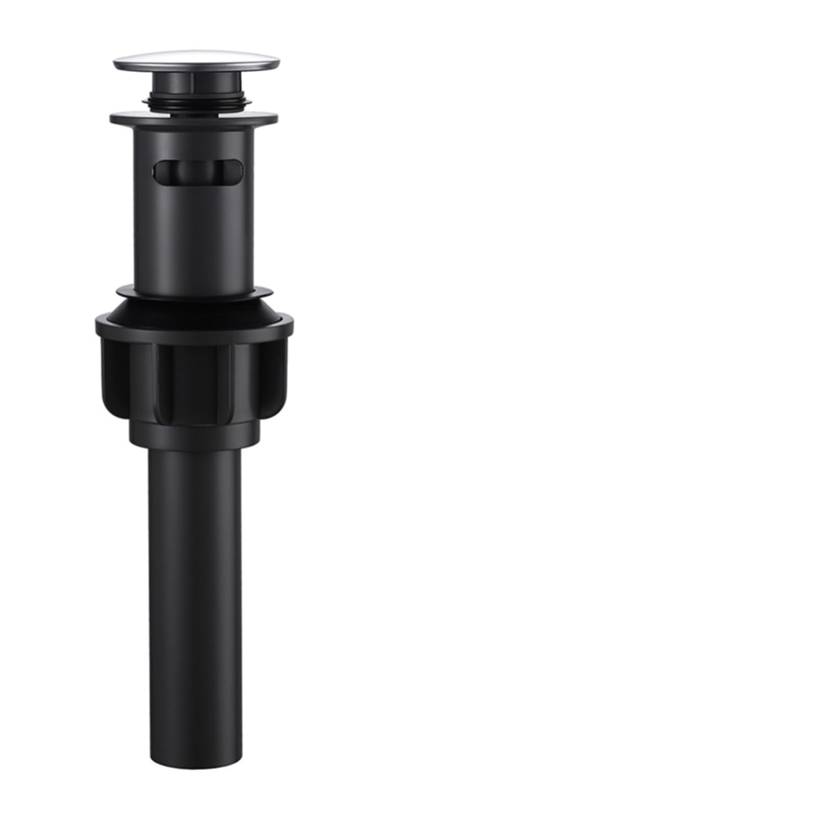 Rtbvghjik Chrome Plated Stainless Steel Pop Up Sink Drain Stopper With Overflow Matt Black Lavatory Basin Filter Bathroom Faucet Accessories For Bathroom Sinks(Chrome Plated)