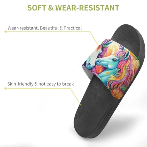 Uni-corns Rainbow House Sandals Non-Slip Bathroom Slippers Beach Summer Shoes for Men Women3