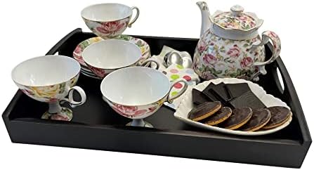 efo Wooden Serving Tray - Stylish Decorative Tray - Great as Dinner Tray Breakfast Tray or Tea Tray - Serving Tray with Handles 16x12x2.25" | 40x30x6cm (Dark Red Mahogany)